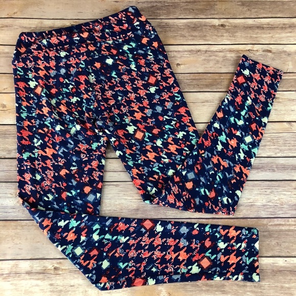 LuLaRoe Blue Orange Red  & Green Leggings size OS - Picture 3 of 3